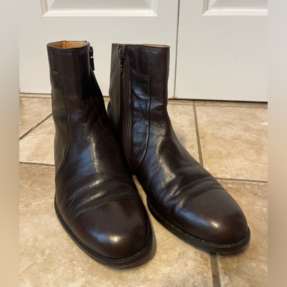 Bally Lexus Parawet Zip Ankle Boots Brown Leather Made in Switzerland Men's 8 D